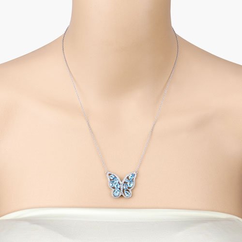 5.54 Carat Genuine Swiss Blue Topaz .925 Sterling Silver Necklace - Necklaces - Custom Crafting Alliance, LLC