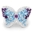 3.56 Carat Genuine Swiss Blue Topaz and Amethyst .925 Sterling Silver Ring