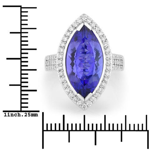 5.57 Carat Genuine Tanzanite and White Diamond 14K White Gold Ring - Rings - Custom Crafting Alliance, LLC