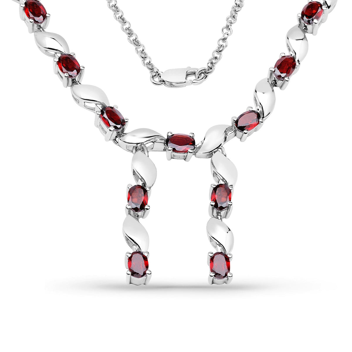 7.65 Carat Genuine Garnet .925 Sterling Silver Necklace