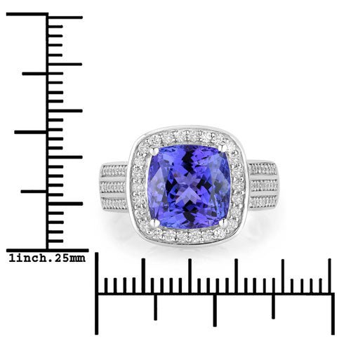 5.59 Carat Genuine Tanzanite and White Diamond 14K White Gold Ring - Rings - Custom Crafting Alliance, LLC