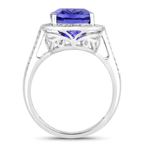 5.59 Carat Genuine Tanzanite and White Diamond 14K White Gold Ring - Rings - Custom Crafting Alliance, LLC