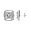 .925 Sterling Silver 3/8 Cttw Miracle Set Round Diamond Double Halo Cluster Earrings (I-J Color, I2-I3 Clarity)
