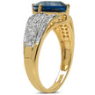 18K Yellow Gold Plated 3.83 Carat Genuine London Blue Topaz & White Topaz .925 Sterling Silver Ring