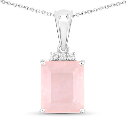 5.63 Carat Genuine Rose Quartz and White Topaz .925 Sterling Silver Pendant - Pendants - Custom Crafting Alliance, LLC