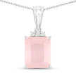 5.63 Carat Genuine Rose Quartz and White Topaz .925 Sterling Silver Pendant - Pendants - Custom Crafting Alliance, LLC