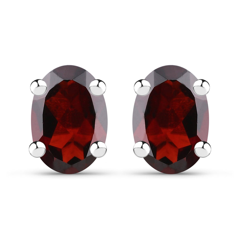 1.70 Carat Genuine Garnet .925 Sterling Silver Earrings