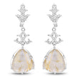 15.97 Carat Genuine Golden Rutile And White Topaz .925 Sterling Silver Earrings