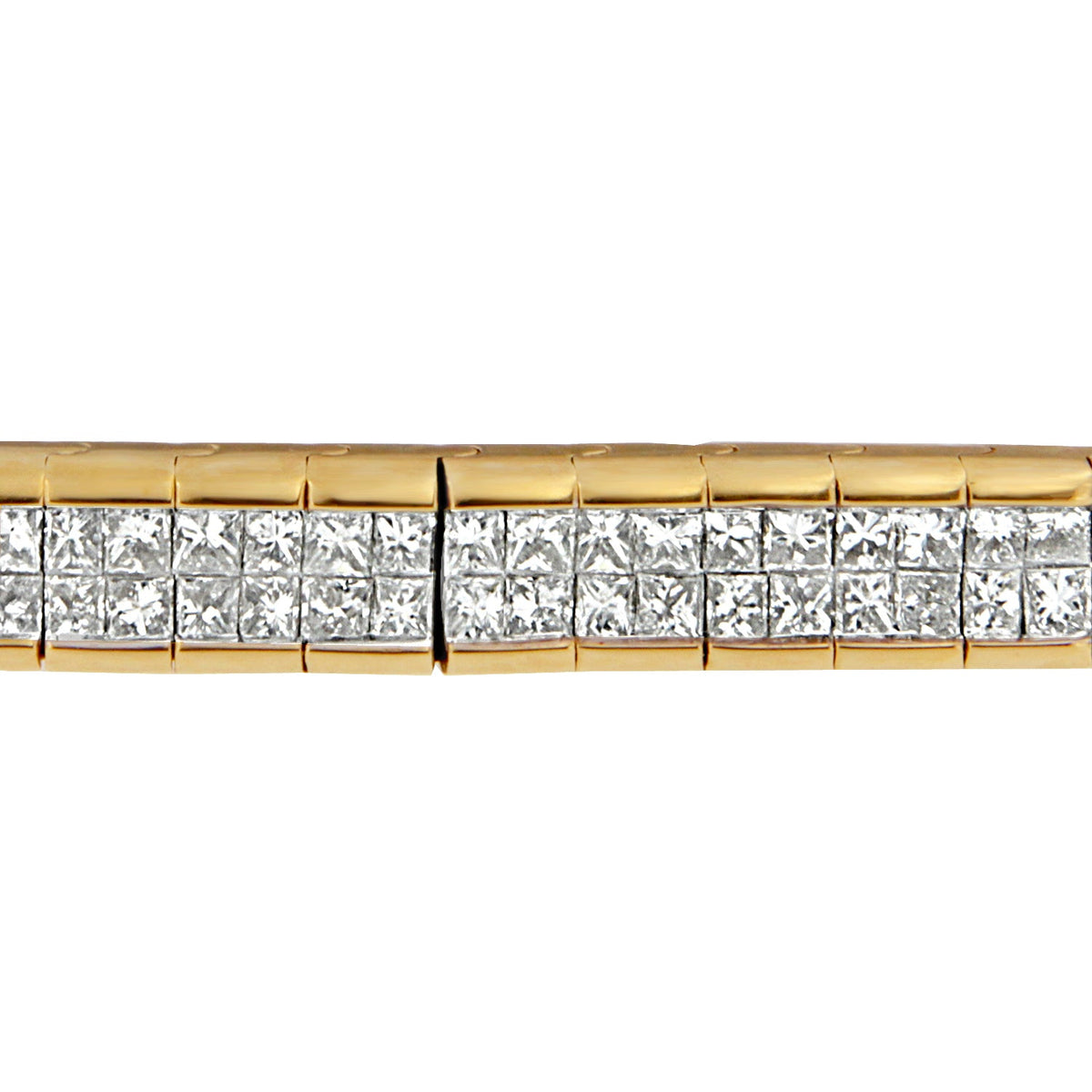 14K Yellow Gold Princess Cut Diamond Banded Bracelet (1.00 cttw, G-H Color, VS1-VS2 Clarity)