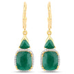 8.91 Carat Dyed Emerald and White Diamond .925 Sterling Silver Earrings