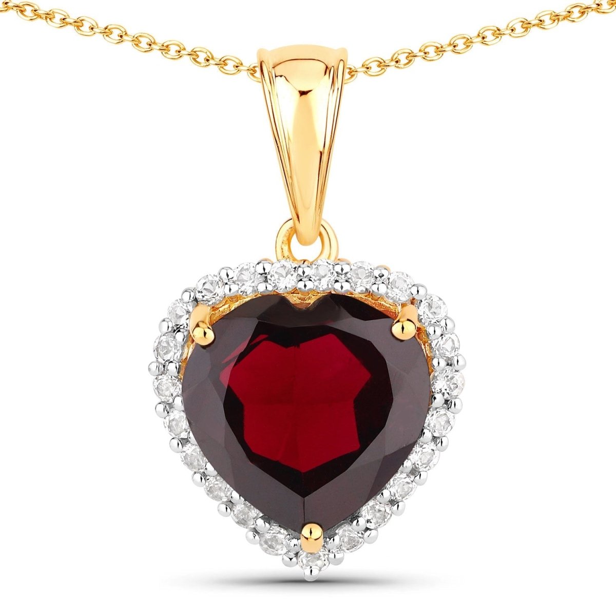 5.76 Carat Genuine Garnet and White Topaz .925 Sterling Silver Pendant - Pendants - Custom Crafting Alliance, LLC