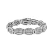 .925 Sterling Silver 3.0 Cttw Prong Set Diamond Art Deco Style Tennis Bracelet (I-J Color, I2-I3 Clarity) - 7.25