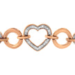 10K Rose Gold over .925 Sterling Silver 1/10 Cttw Round-Cut Diamond Heart Link Adjustable Bolo Bracelet (H-I Color, I2-I3 Clarity) - 6