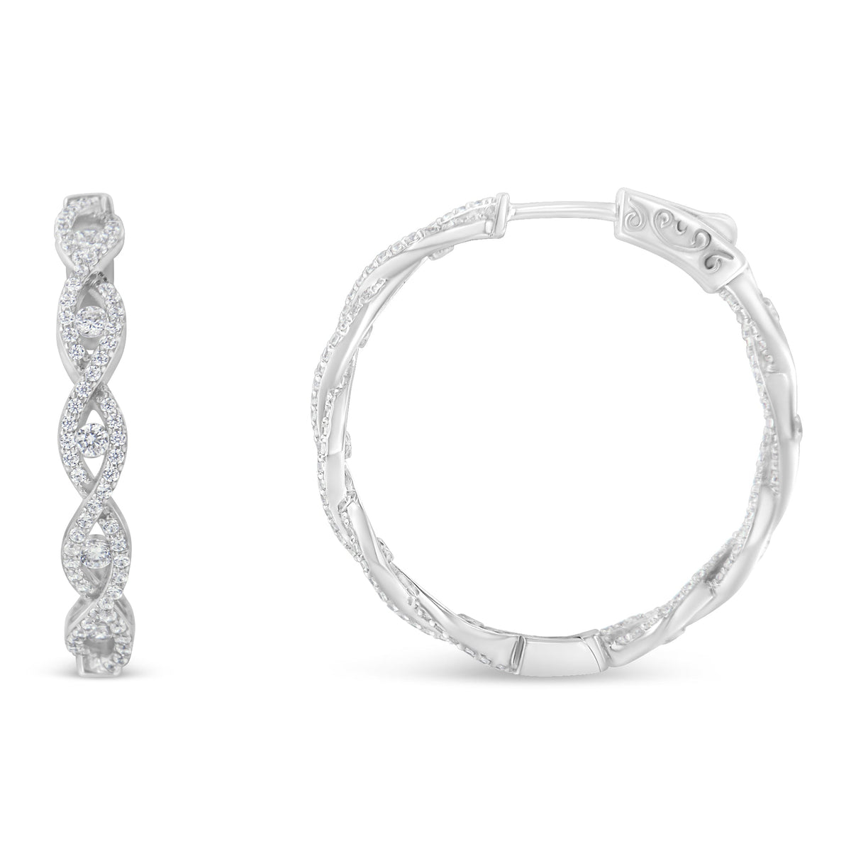 10K White Gold Diamond Hoop Earrings (1 1/2 cttw, H-I Color, I1-I2 Clarity)