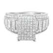 14K White Gold 2.0 Cttw Mixed-Cut Diamond Rectangle Invisible-Set Composite Cluster Ring with Bar- and Channel-Set Band (H-I Color, SI2-I1 Clarity) - Size 5