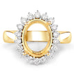 0.54 Carat Genuine White Diamond 14K Yellow Gold Semi Mount Ring - holds 11x9mm Oval Gemstone