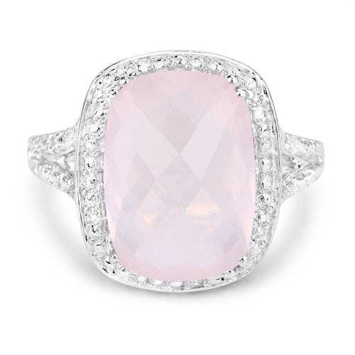 5.80 Carat Genuine Rose Quartz .925 Sterling Silver Ring - Rings - Custom Crafting Alliance, LLC