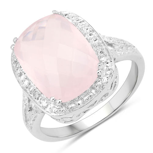 5.80 Carat Genuine Rose Quartz .925 Sterling Silver Ring - Rings - Custom Crafting Alliance, LLC