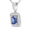 18K White Gold 1/4 Cttw Round Diamond and 6x4mm Purple Tanzanite Halo 18