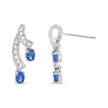 14K White Gold 4x3MM Oval Shaped Natural Blue Tanzanite Gemstone and 1/5 Cttw Diamond Double 3/4