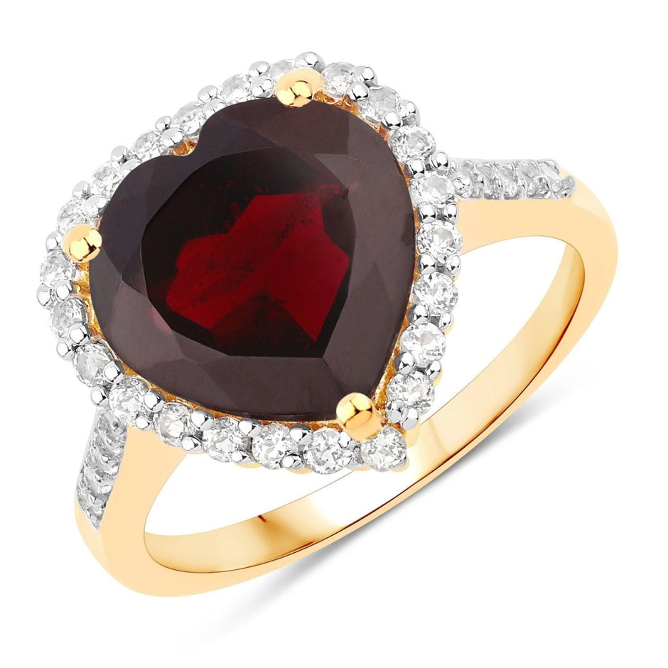 5.86 Carat Genuine Garnet and White Topaz .925 Sterling Silver Ring - Rings - Custom Crafting Alliance, LLC
