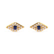 10K Yellow Gold Blue Sapphire and Diamond Accent Evil Eye Stud Earring (H-I Color, I1-I2 Clarity)