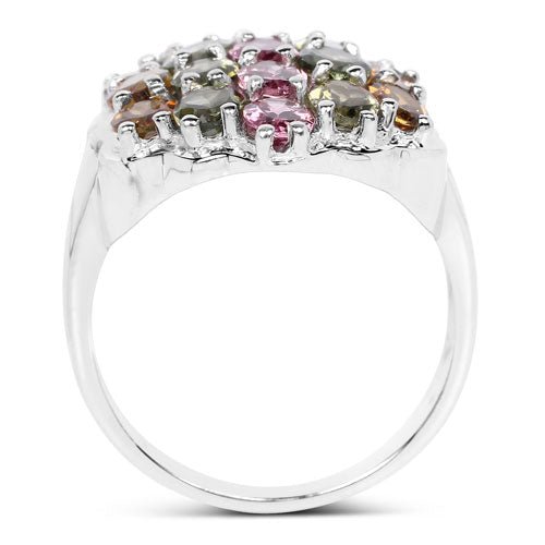5.89 Carat Genuine Multi Tourmaline .925 Sterling Silver Ring - Rings - Custom Crafting Alliance, LLC