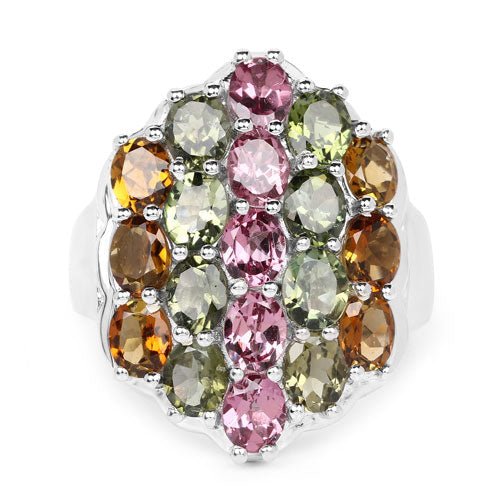 5.89 Carat Genuine Multi Tourmaline .925 Sterling Silver Ring - Rings - Custom Crafting Alliance, LLC
