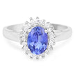 1.45 Carat Genuine Tanzanite and White Zircon .925 Sterling Silver Ring