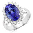 5.92 Carat Genuine Tanzanite and White Diamond 14K White Gold Ring - Rings - Custom Crafting Alliance, LLC