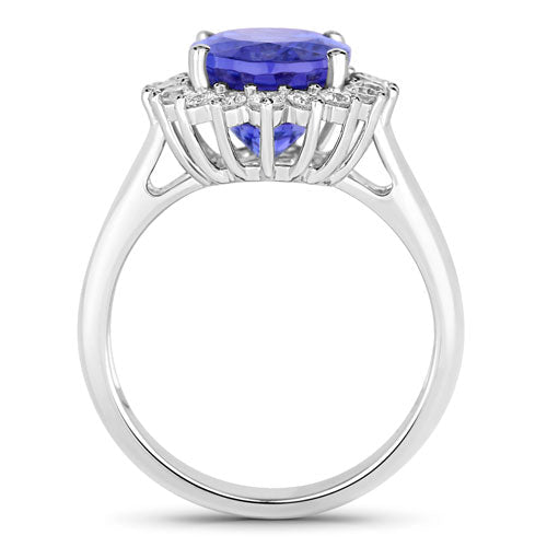 5.92 Carat Genuine Tanzanite and White Diamond 14K White Gold Ring - Rings - Custom Crafting Alliance, LLC