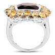 9.16 Carat Genuine Smoky Quartz & Citrine .925 Sterling Silver Ring