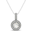 Milgrain Edge Diamond Halo Pendant in 14k White Gold (5/8 cttw)