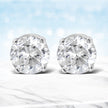 14K White Gold 5/8 Cttw Round Brilliant-Cut Lab Grown Diamond Classic 4-Prong Push back Stud Earrings (F-G Color, VS1-VS2 Clarity)