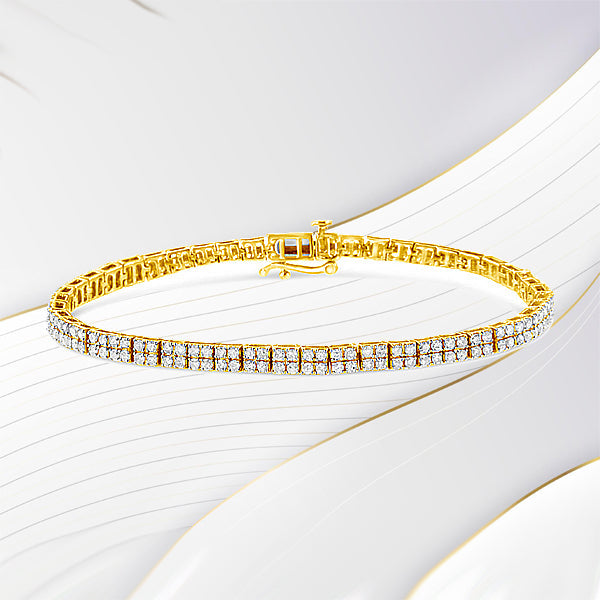 14K Yellow Gold Plated .925 Sterling Silver 3.0 Cttw Diamond Link Bracelet (K-L Color, I2-I3 Clarity) - 7.25