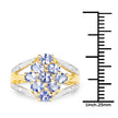 14K Yellow Gold Plated 1.59 Carat Genuine Tanzanite and White Topaz .925 Sterling Silver Ring