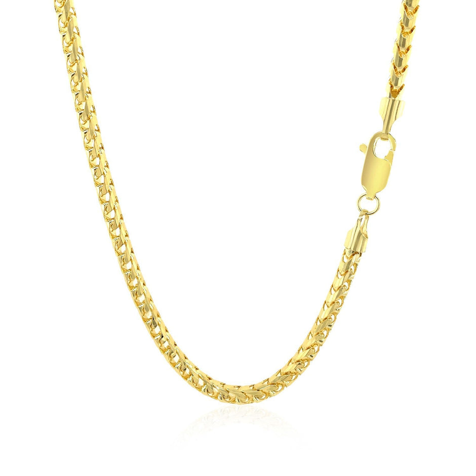 3.1mm 14k Yellow Solid Gold Diamond Cut Round Franco Chain