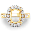 0.54 Carat Genuine White Diamond 14K Yellow Gold Semi Mount Ring - holds 9x7mm Cushion Gemstone
