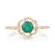 0.55 Carat Genuine Zambian Emerald and White Diamond 14K Yellow Gold Ring