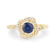 0.73 Carat Genuine Blue Sapphire and White Diamond 14K Yellow Gold Ring