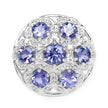 2.00 Carat Genuine Tanzanite and White Zircon .925 Sterling Silver Ring