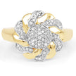 14K Yellow Gold Plated 0.28 Carat Genuine White Diamond .925 Sterling Silver Ring