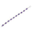 .925 Sterling Silver 7mm Cushion Cut Amethyst Gemstone and Diamond Tennis Link Bracelet (I-J Color, I1-I2 Clarity) - Size 7