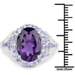 5.90 Carat Genuine Amethyst and Tanzanite .925 Sterling Silver Ring