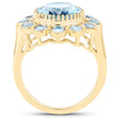 14K Yellow Gold Plated 6.59 Carat Genuine Blue Topaz .925 Sterling Silver Ring