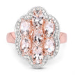 3.06 Carat Genuine Morganite and White Diamond .925 Sterling Silver Ring