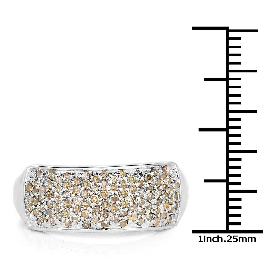 0.42 Carat Genuine White Diamond .925 Sterling Silver Ring