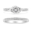 .925 Sterling Silver 1/4 Cttw Diamond Halo and Swirl Engagement Ring and Wedding Band Set (I-J Color, I3 Clarity)- Ring Size 7