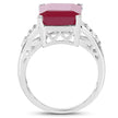 7.26 Carat Glass Filled Ruby and White Topaz .925 Sterling Silver Ring
