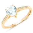 0.65 Carat Genuine Aquamarine and White Diamond 14K Yellow Gold Ring